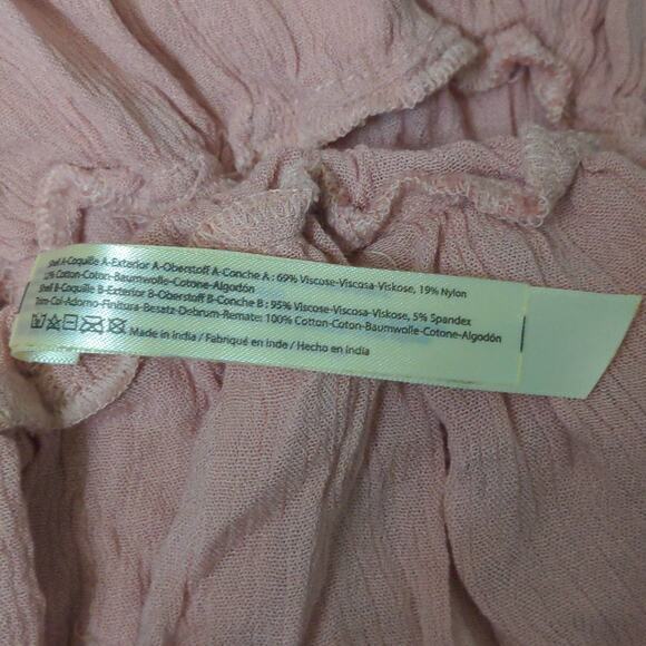 Free People Adella Cami Crochet Lace Flowy Tiered Crisscross Dusty Mauve M New - Picture 8 of 11